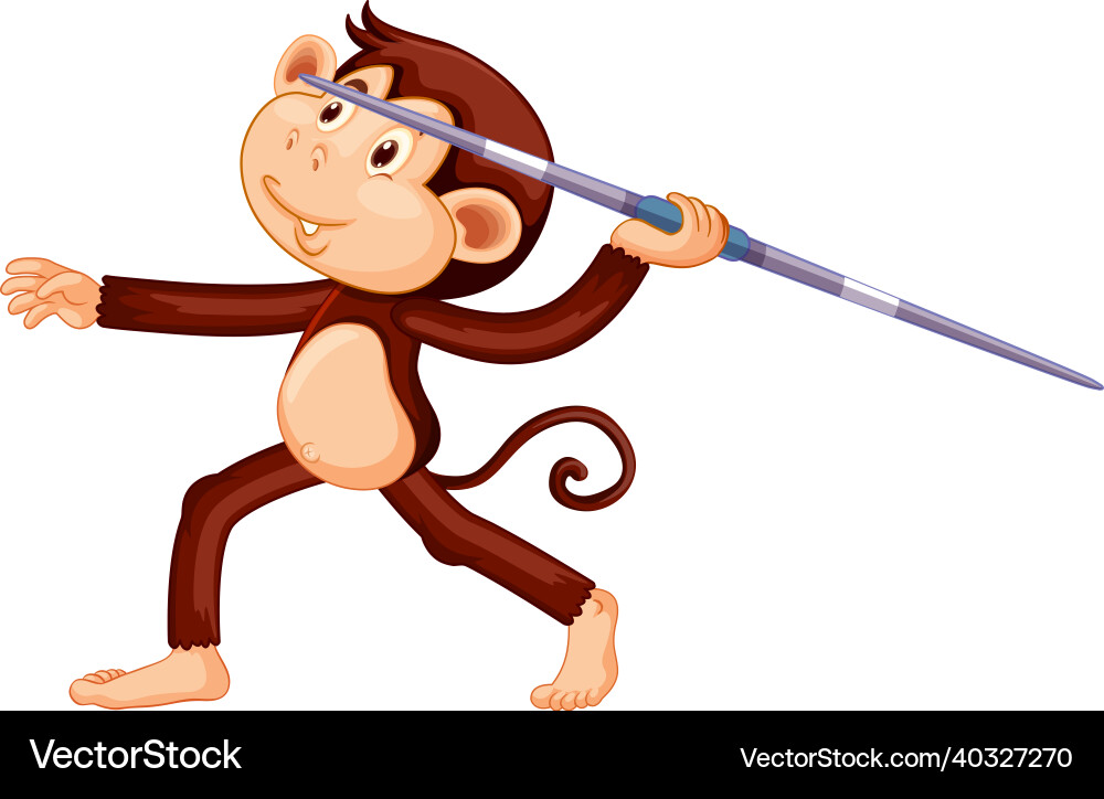 Monkey throwing javelin cartoon character Monkey throwing javelin cartoon character vector image