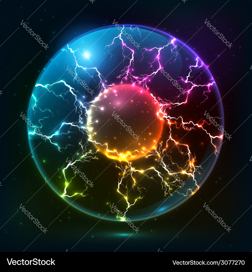 Rainbow fire plasma ball Royalty Free Vector Image