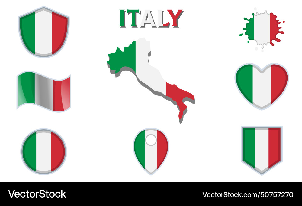 Sammlung von flachen nationalen Flaggen italy Sammlung von flachen nationalen Flaggen italy vektorbild