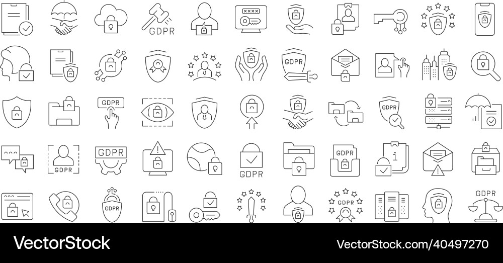 Set of linear icons gdpr Set of linear icons gdpr vector image
