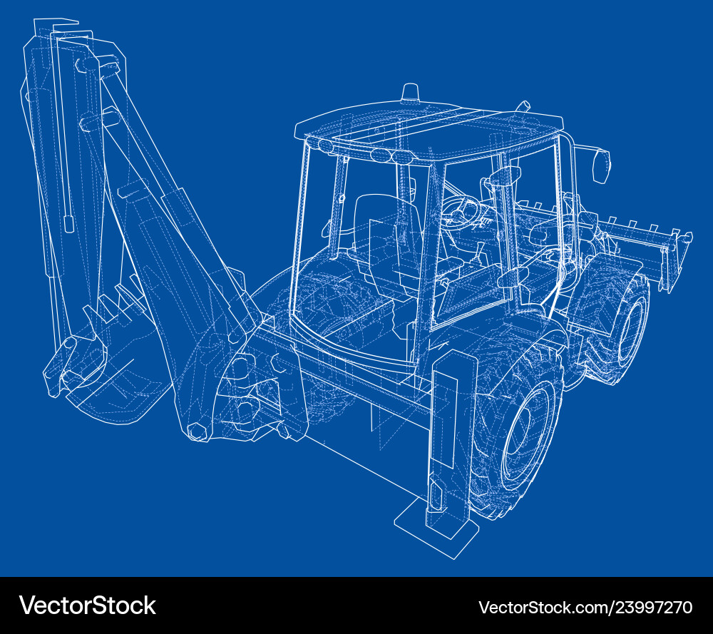 Sketch of loading shovel with back actor Vector Image