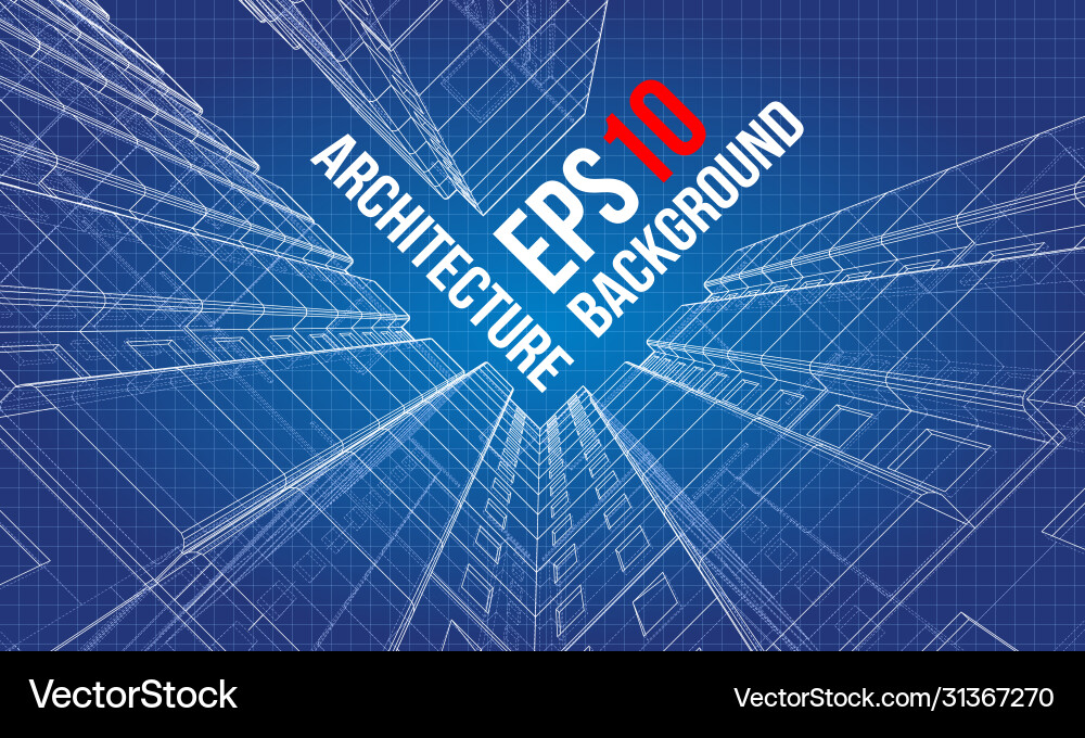 Wire-frame model a multi-storey building Vector Image