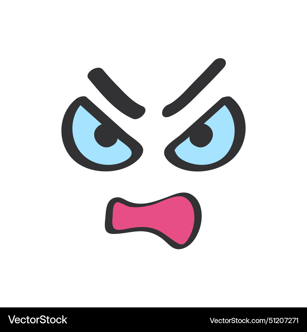 Angry expression of face with open mouth Angry expression of face with open mouth Vector Image