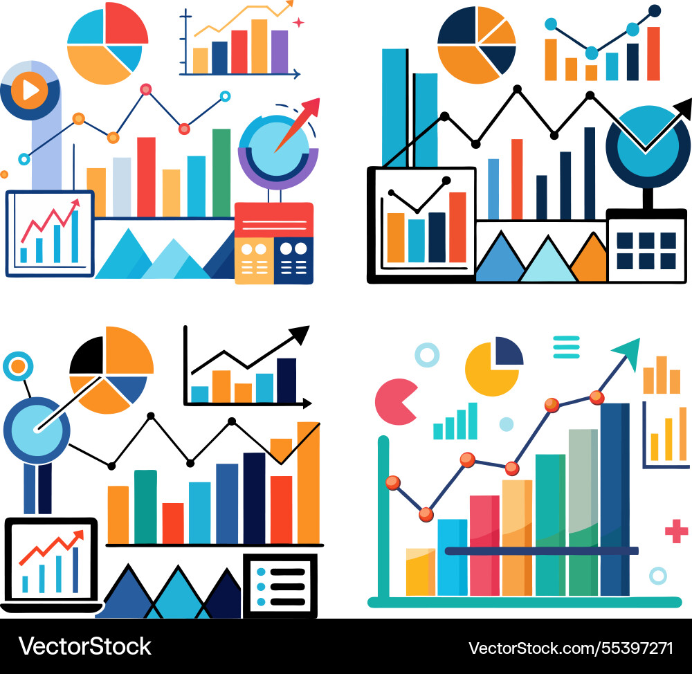 Comprehensive data visualization tools and charts Comprehensive data visualization tools and charts vector image