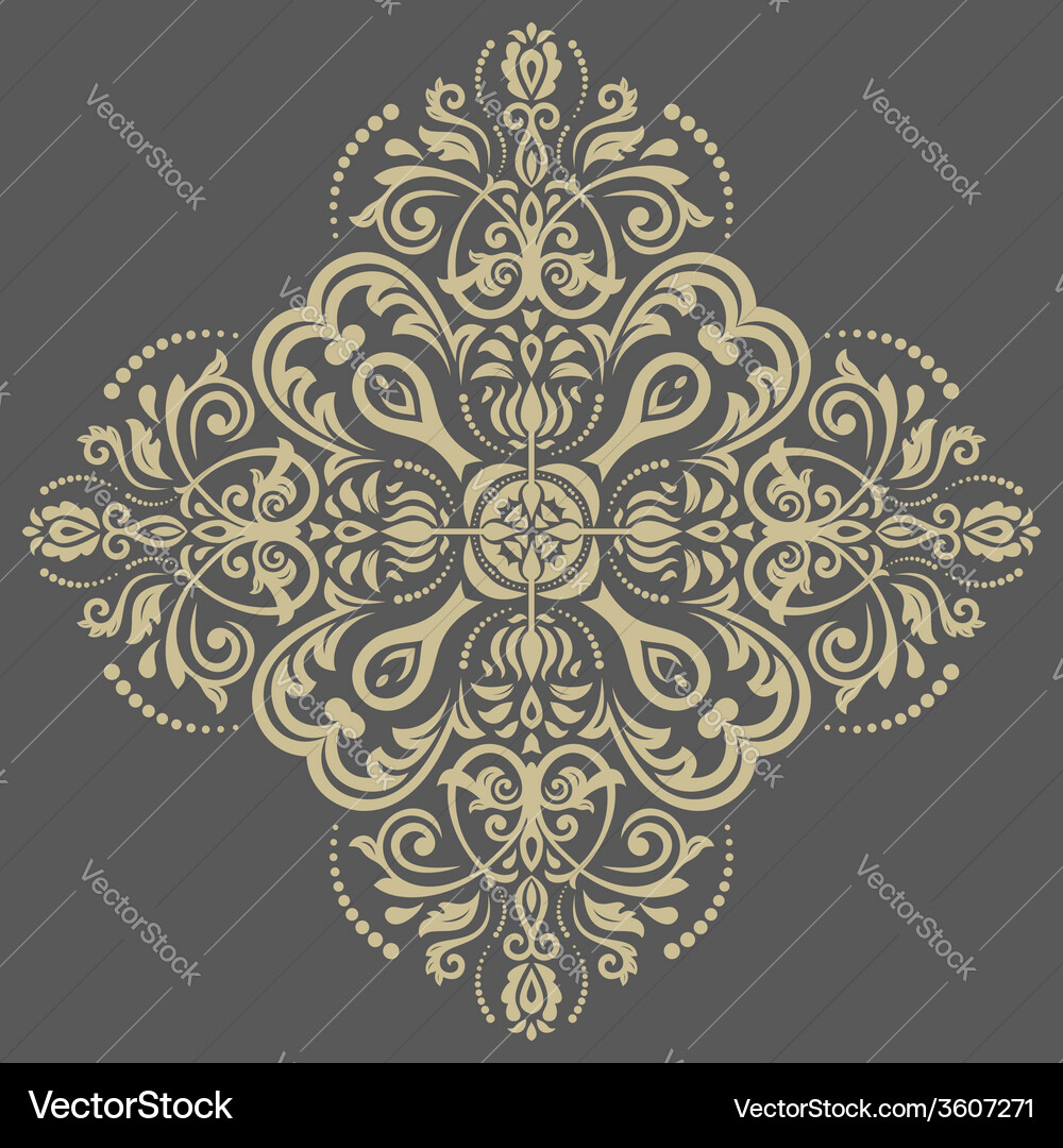 Damask pattern orient golden background Vector Image