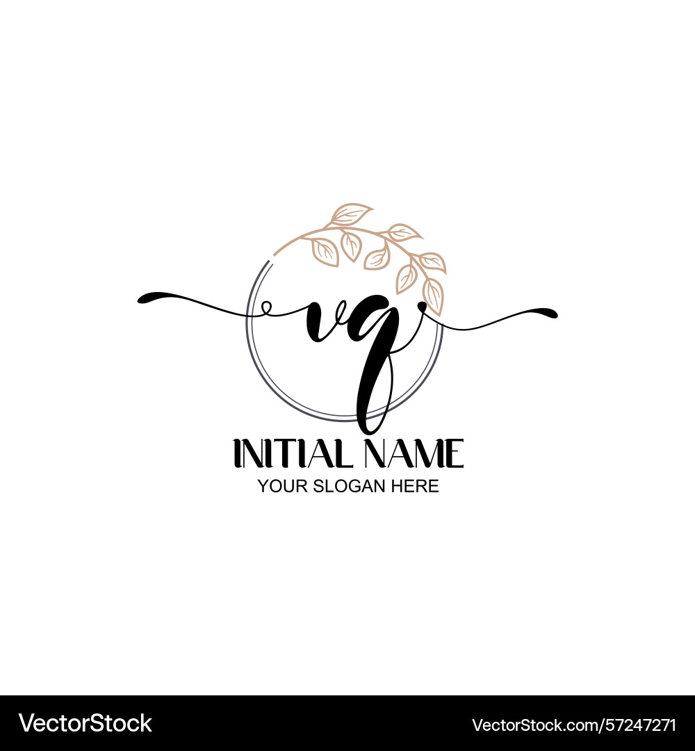 Elegant vq initial logo design with botanical Elegant vq initial logo design with botanical Vector Image
