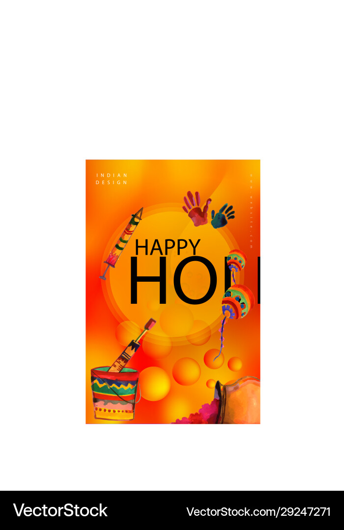 Happy holi festival poster design vector image