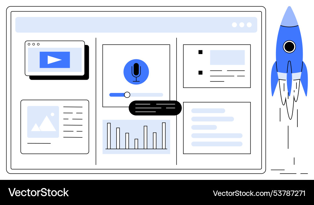 Website Dashboard mit Multimedia-Charts Website Dashboard mit Multimedia-Charts vektorbild