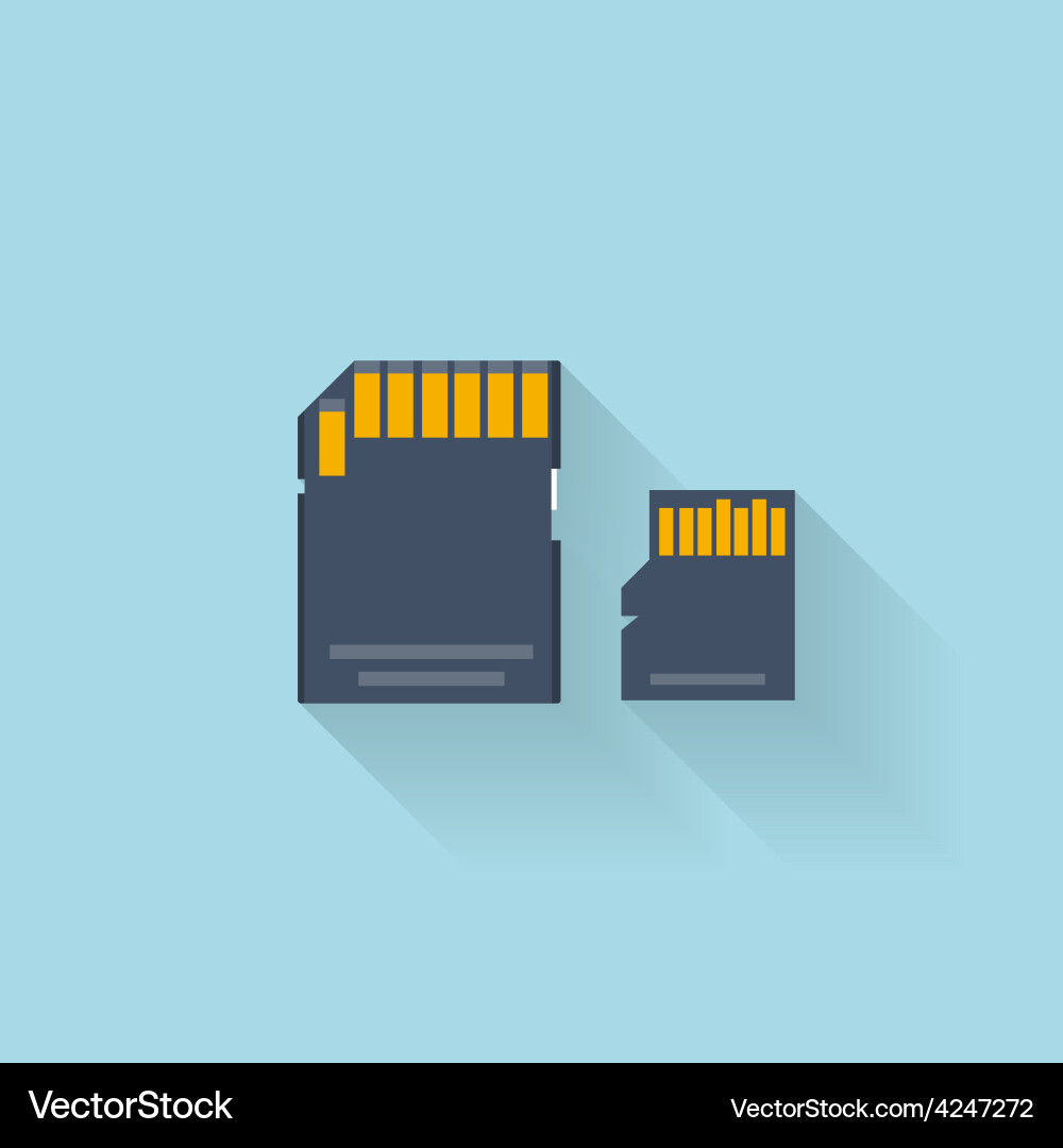 Flat memory card icon for web Vector Image