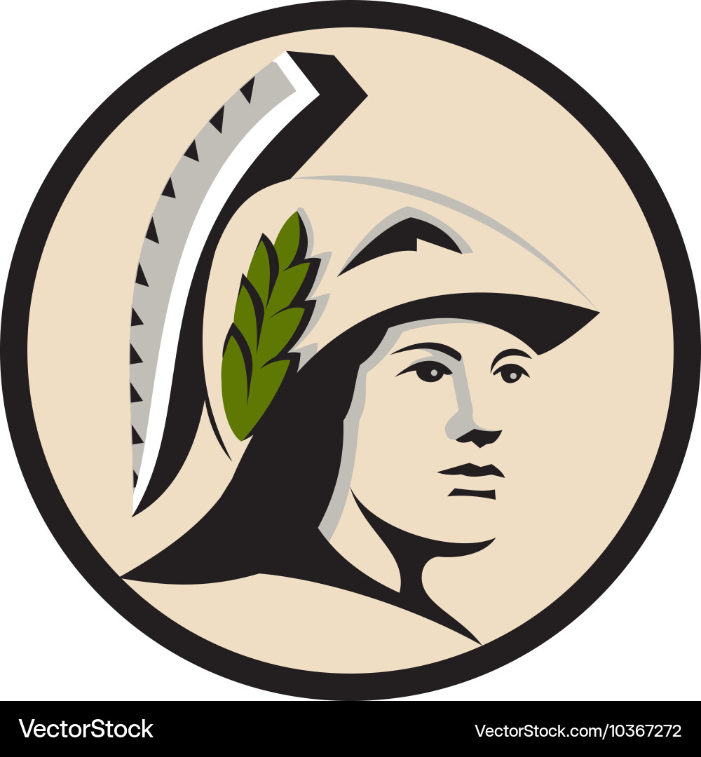 Minerva head looking side circle retro vector image