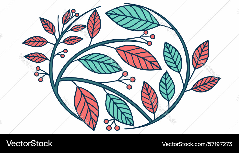 Abstract leaf pattern circular design generative vector image