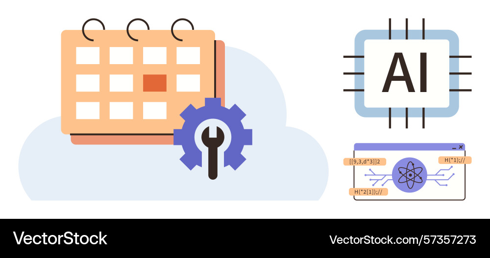 Ai integration with calendar management and system Ai integration with calendar management and system vector image