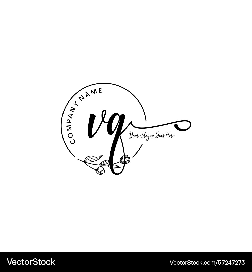 Elegant vq initial logo design with botanical Vector Image