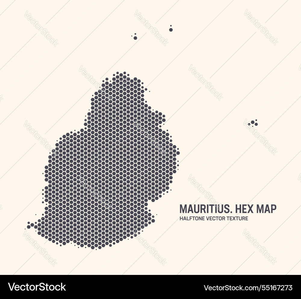 Mauritius map hexagonal half tone pattern Mauritius map hexagonal half tone pattern vector image