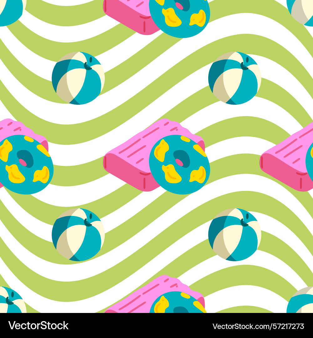 Seamless pool float and ball pattern Seamless pool float and ball pattern vector image