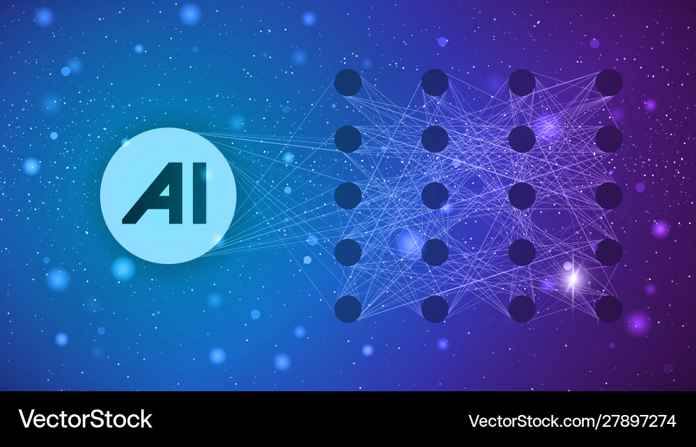 Ai concept artificial neural network with circle Ai concept artificial neural network with circle vector image