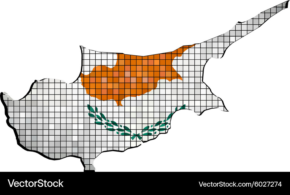 Cyprus map with flag inside Vector Image