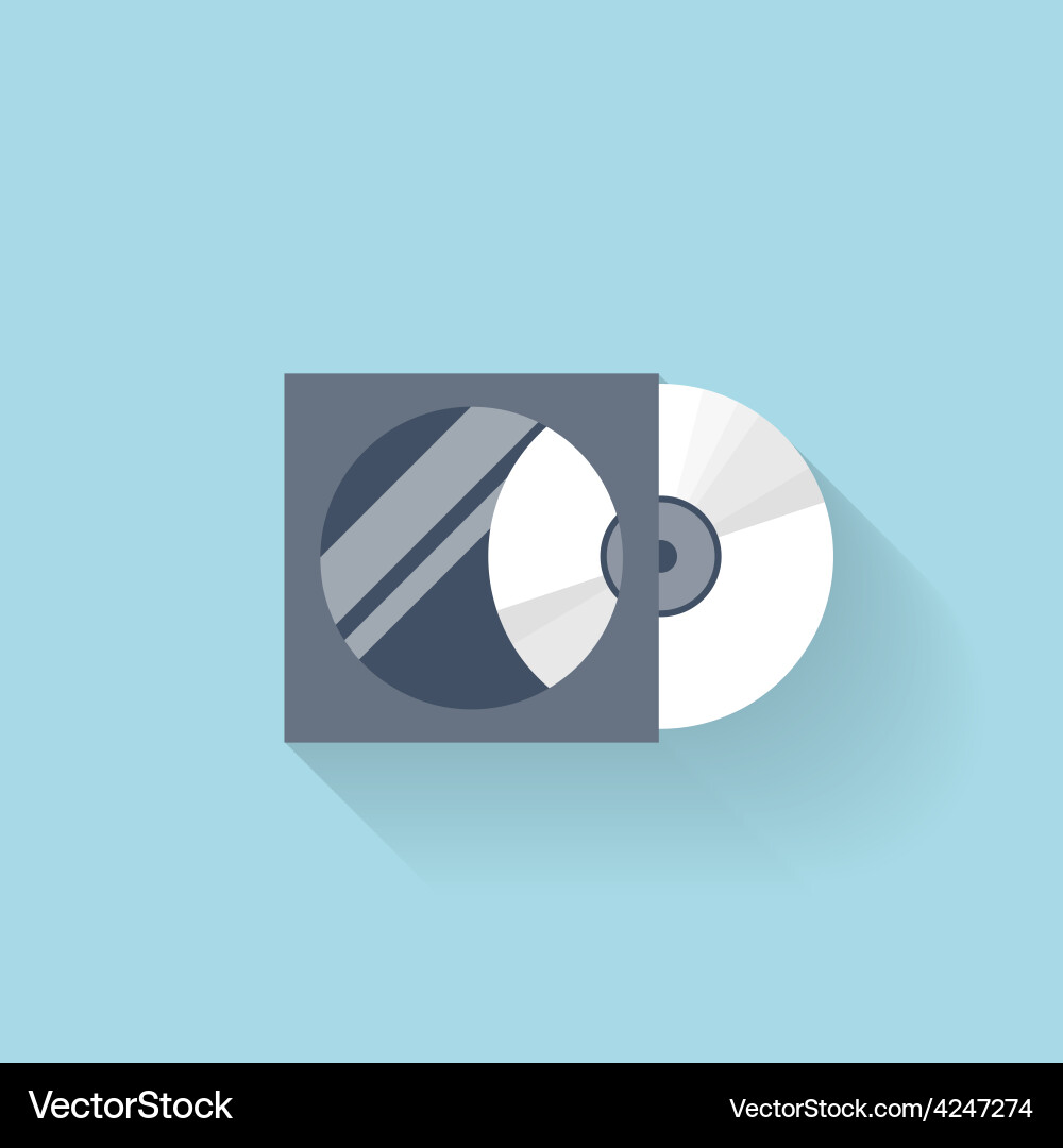 Flat compact disk icon for web Vector Image