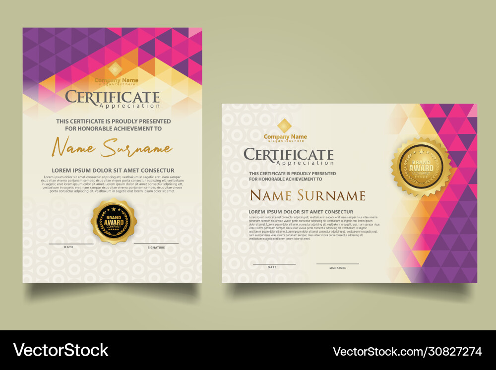 Geometric Certificate Templates Vector Image
