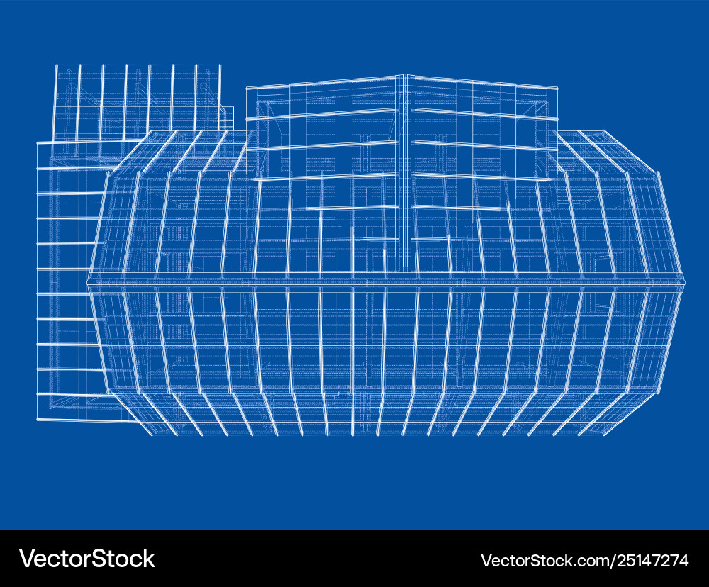 House sketch rendering 3d Vector Image