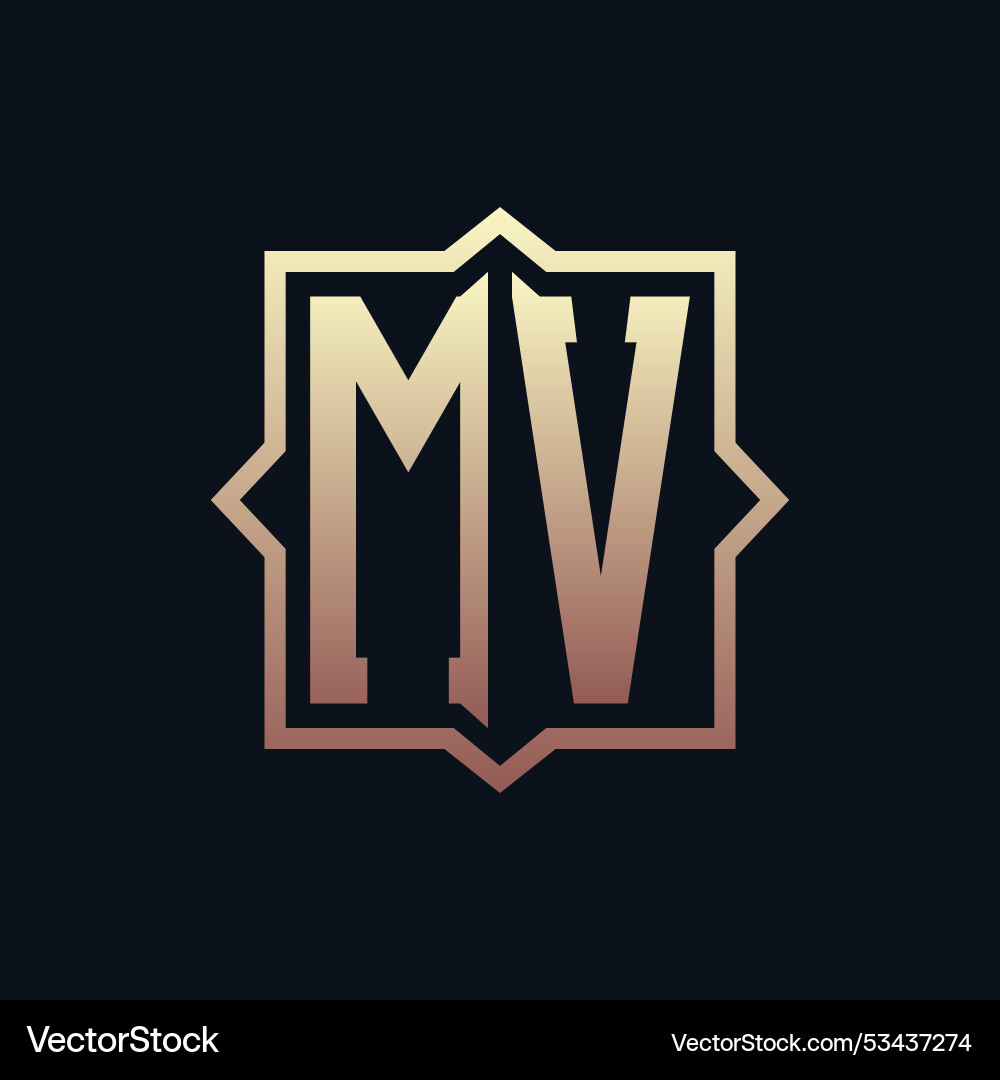 Luxury initial mv monogram logo design elegant Vector Image