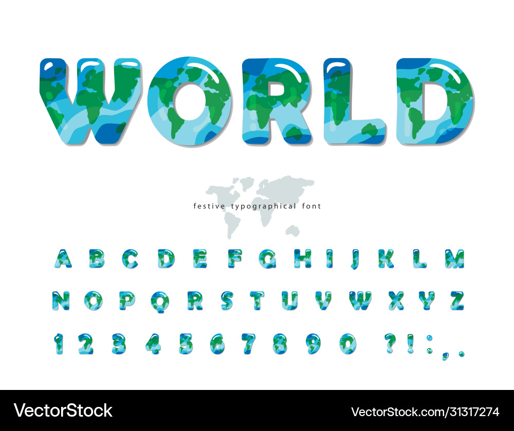 Planet Erde moderne Schrift Weltkarte abc Buchstaben Planet Erde moderne Schrift Weltkarte abc Buchstaben vektorbild