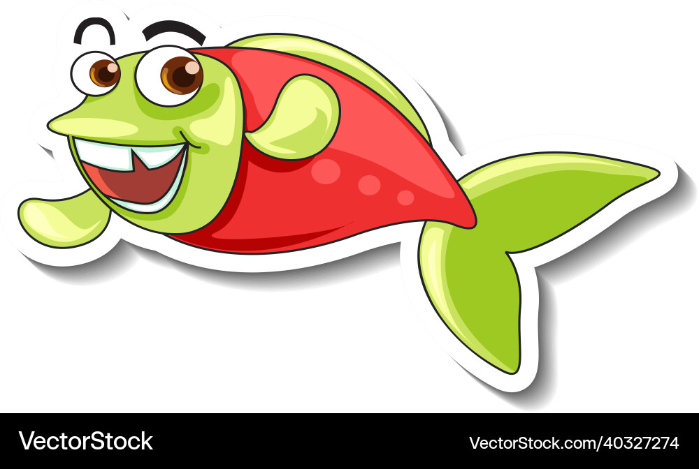 Seetier Cartoon Aufkleber mit niedlichen Fischen Seetier Cartoon Aufkleber mit niedlichen Fischen vektorbild