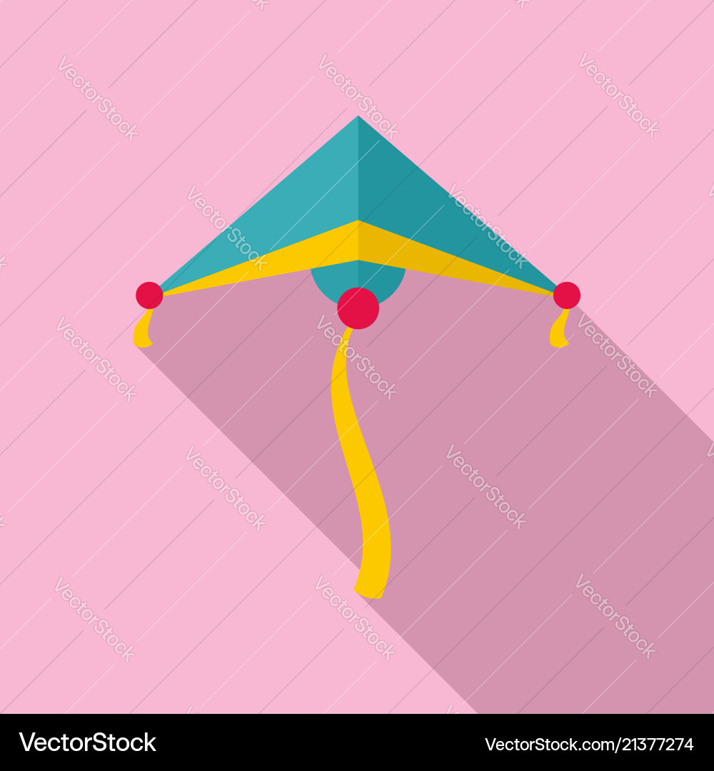 Sky blue kite icon flat style Sky blue kite icon flat style vector image