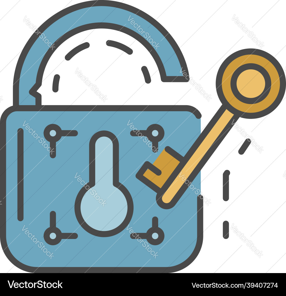 Unlock device security icon color outline Unlock device security icon color outline vector image