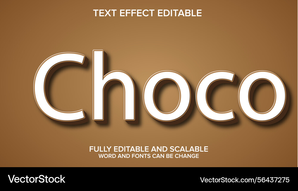 3d text effect choco editable 3d text effect choco editable vector image