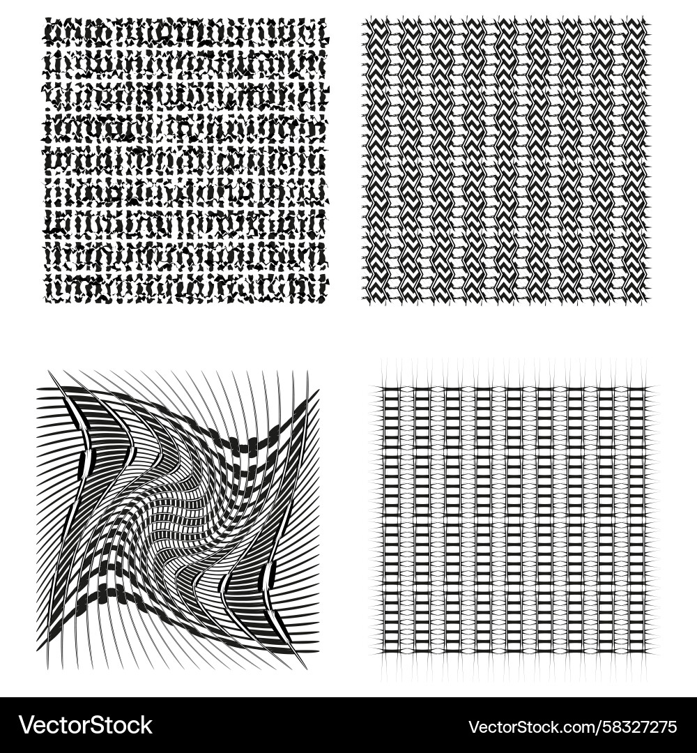 Abstract Grid Patterns - Monochrome Vector Image