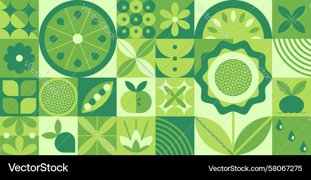 Botanical Grid Pattern Vector Image