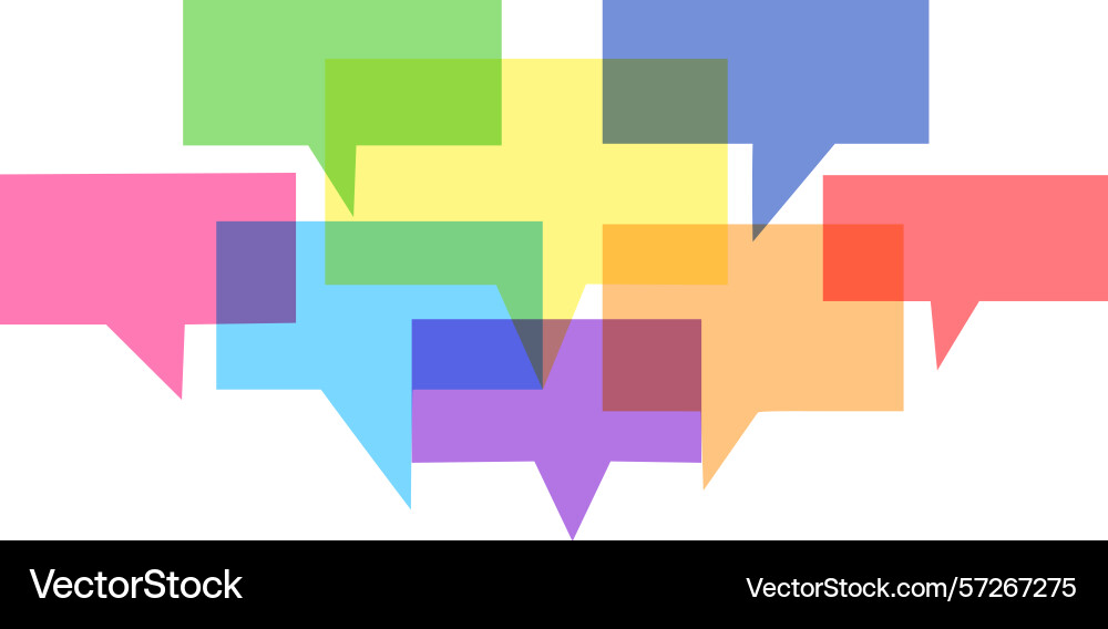 Chat and speech rectangular bubble set vector image