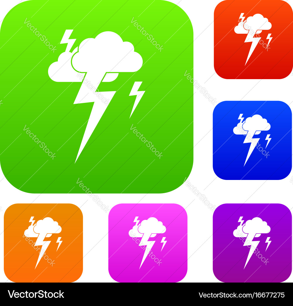 Cloud and lightning set collection Vector Image