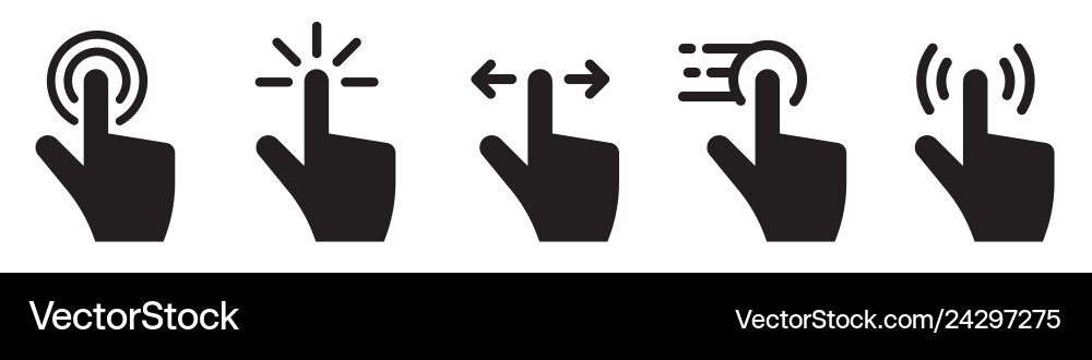 Hand click touch icons set Hand click touch icons set vector image