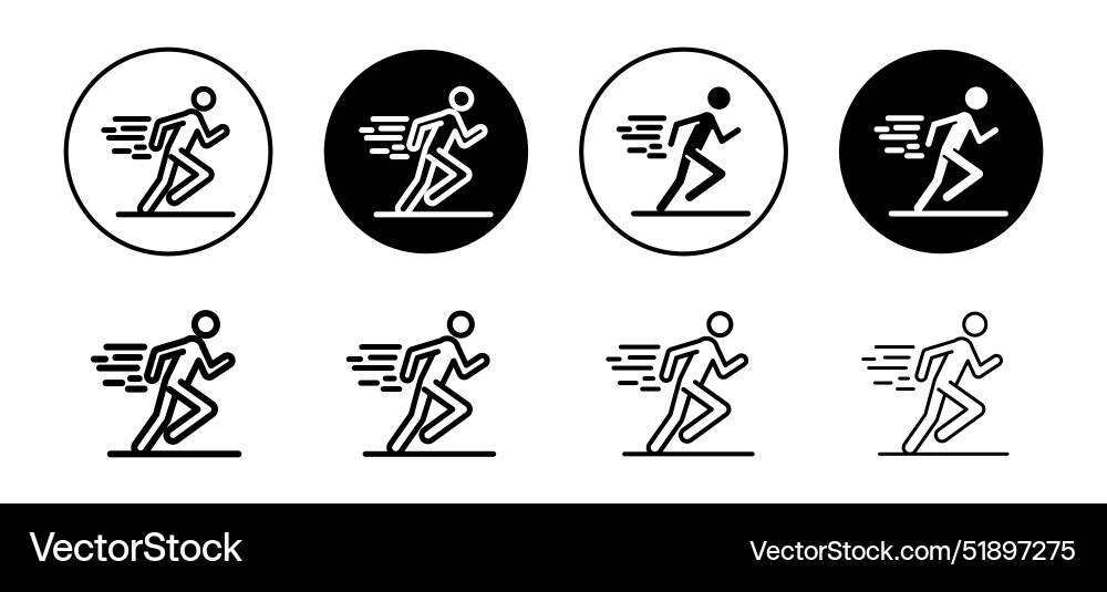 Man fast run icon set collection for web vector image