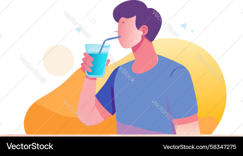 Man Relaxing with Refreshing Drink Vector Image