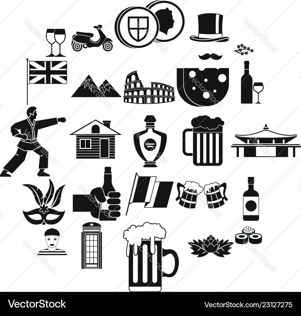 Rest zone icons set simple style Rest zone icons set simple style Vector Image