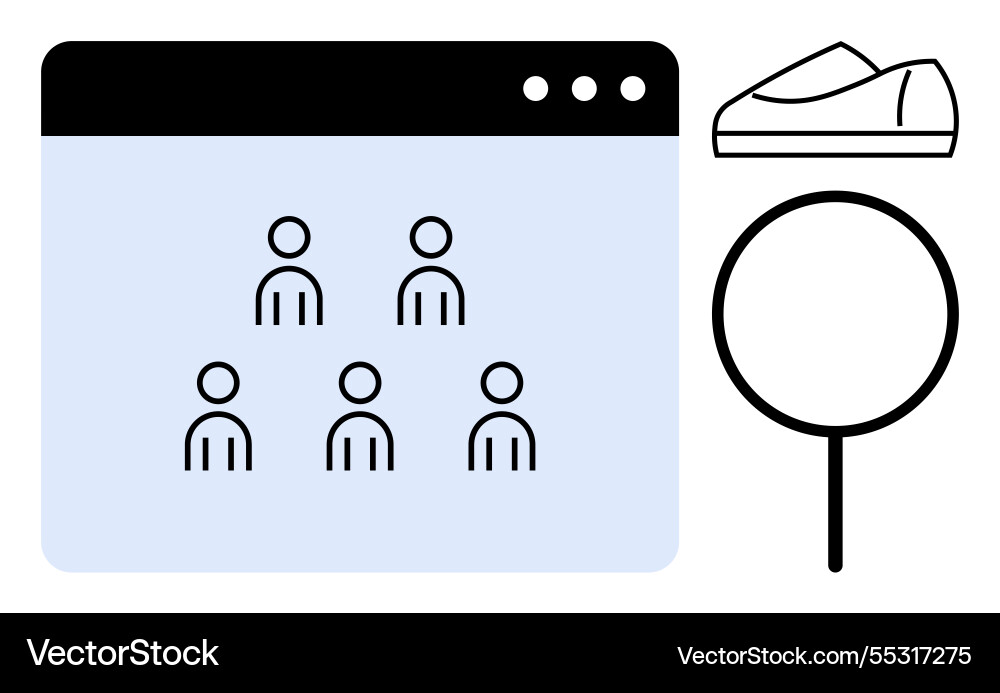 Users hierarchy outlined in website window Users hierarchy outlined in website window vector image