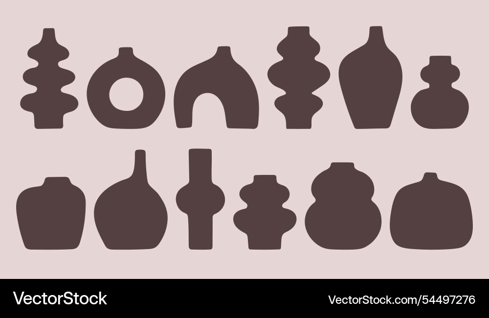Abstract vase silhouette set trendy ceramic pot Abstract vase silhouette set trendy ceramic pot vector image