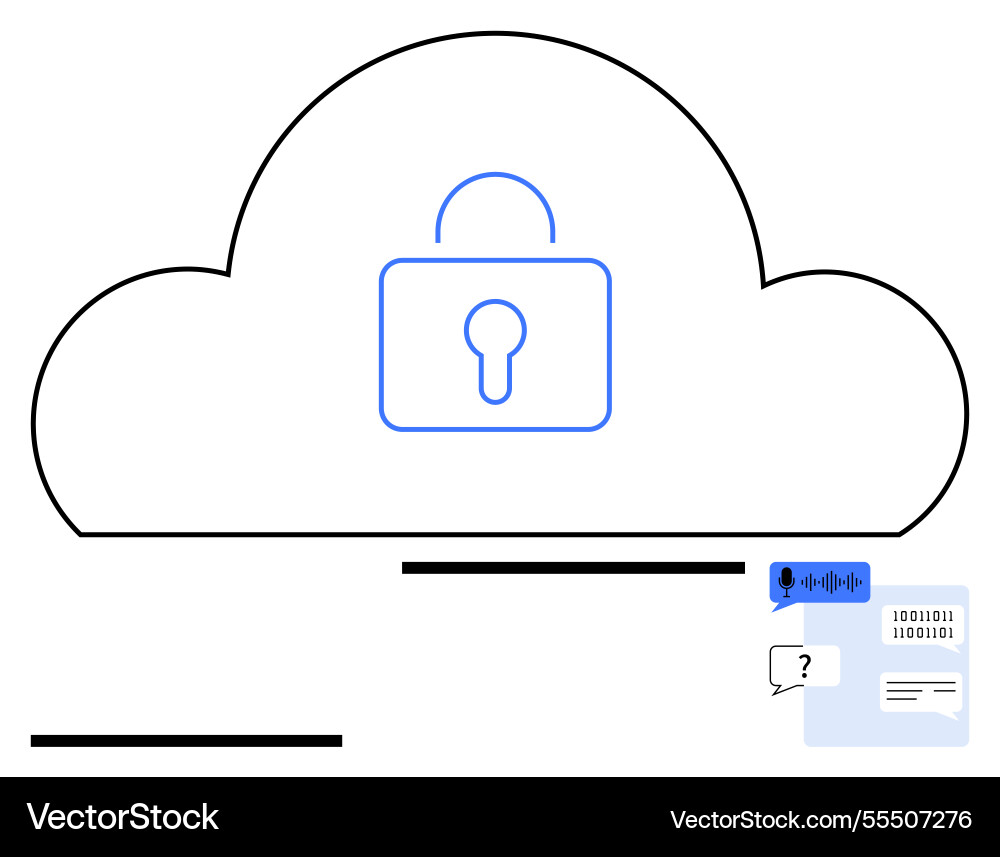 Cloud security concept with lock voice input Cloud security concept with lock voice input vector image