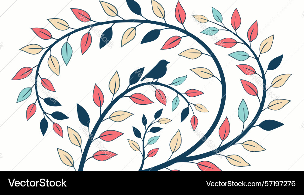 Dynamic stylized leaf branch accent generative ai Dynamic stylized leaf branch accent generative ai vector image