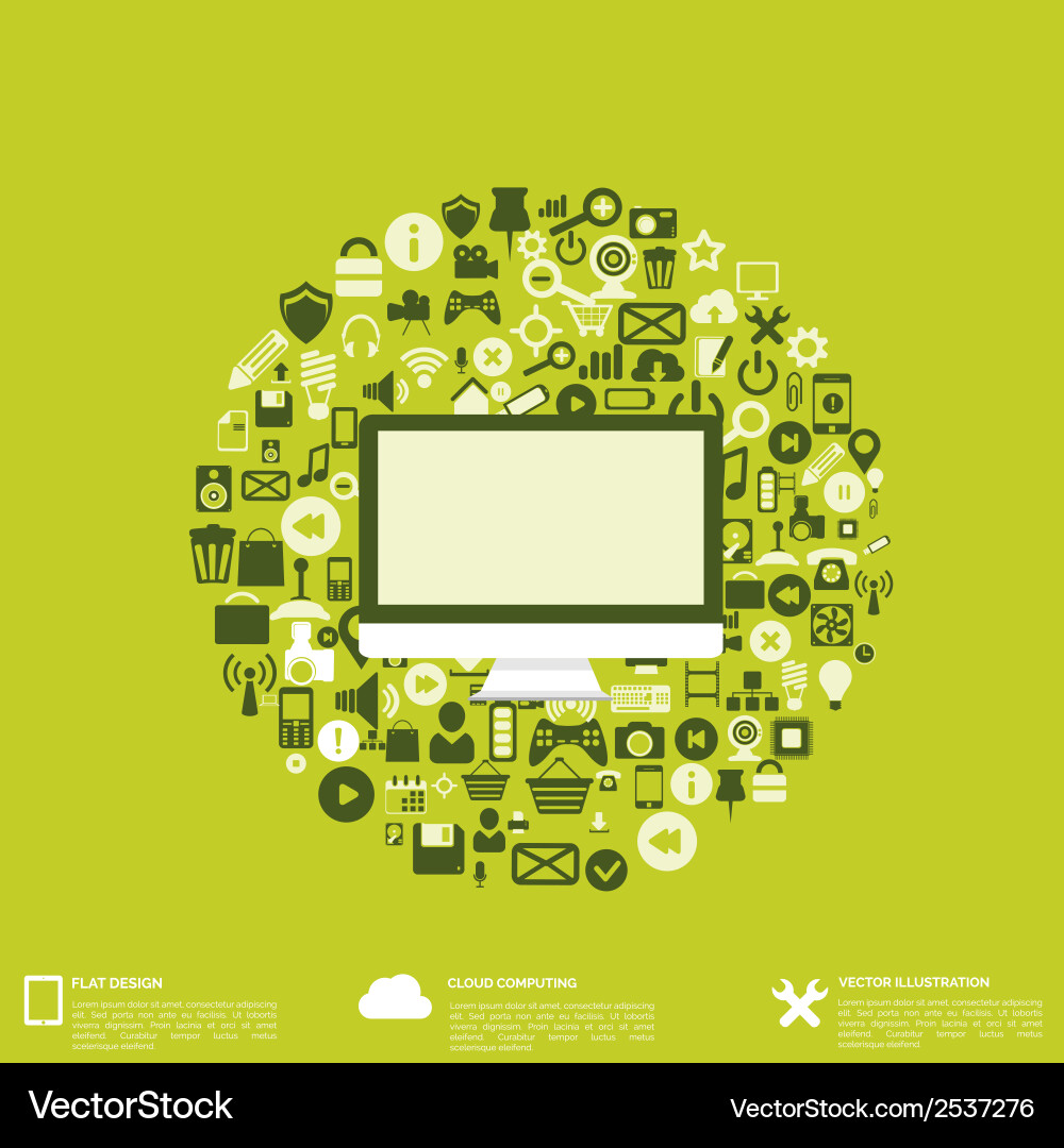 Flat abstract background with web icons interface vector image