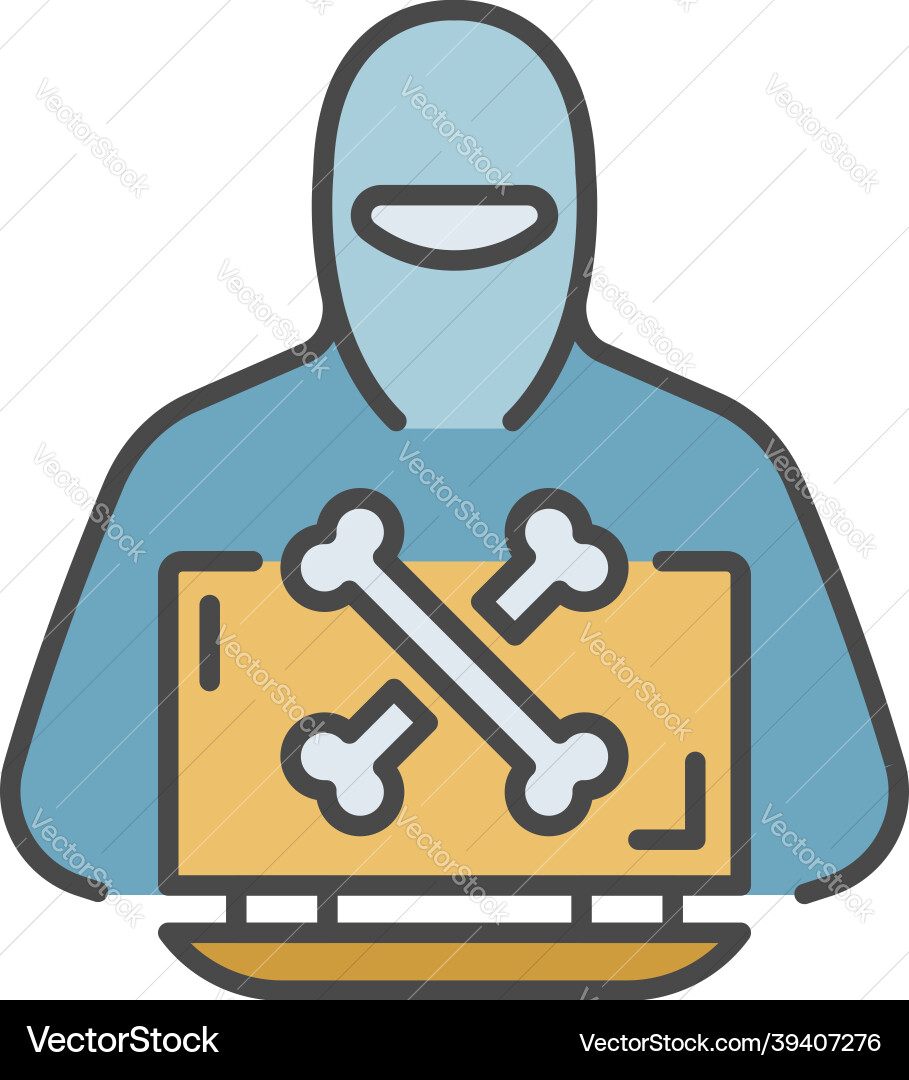 Hacker laptop icon color outline Hacker laptop icon color outline vector image