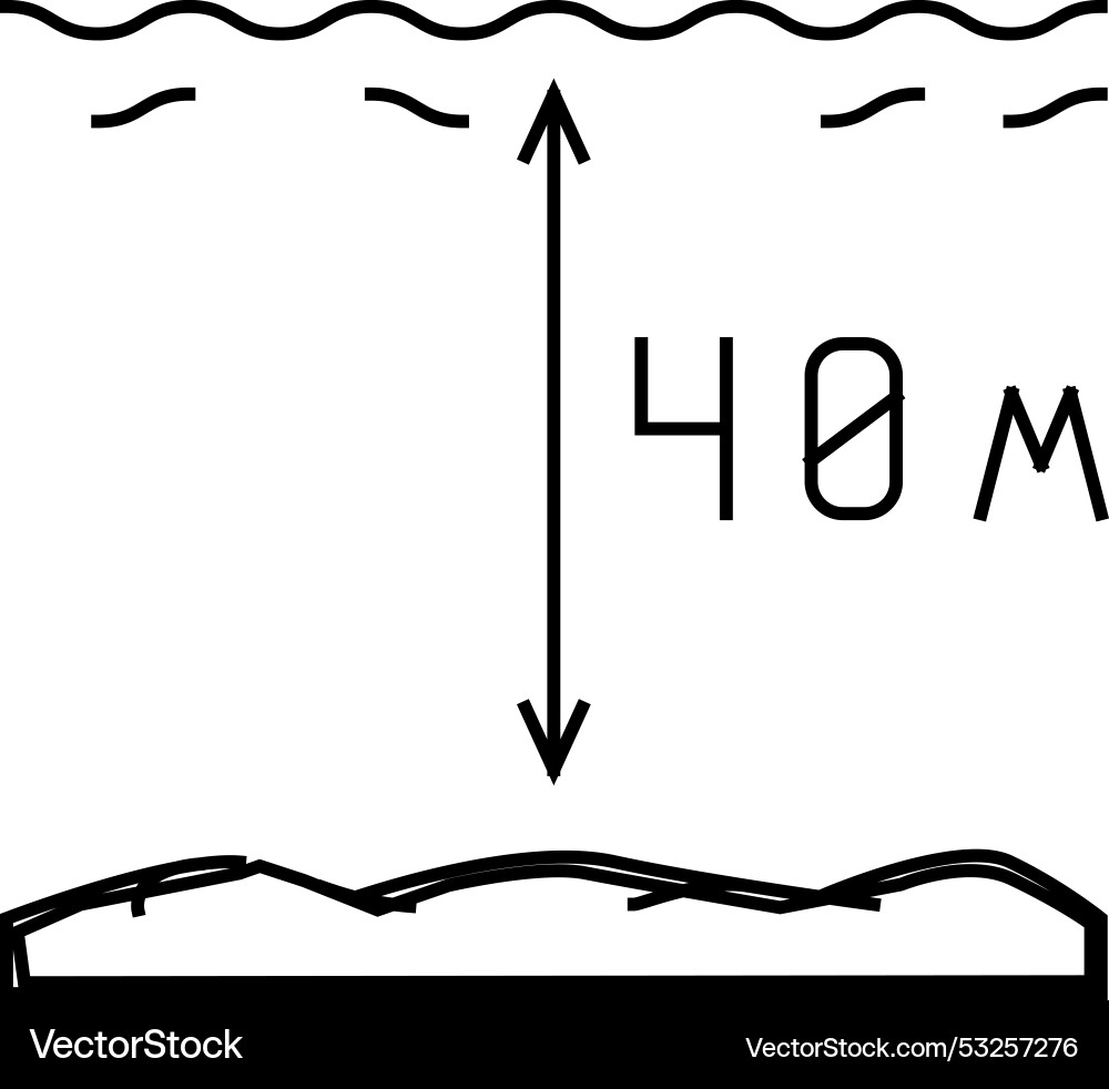 Maximum diving depth on course line icon Maximum diving depth on course line icon vector image
