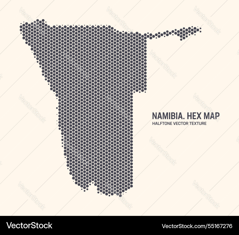 Namibia Karte hexagonale Halbton Muster isoliert Namibia Karte hexagonale Halbton Muster isoliert vektorbild