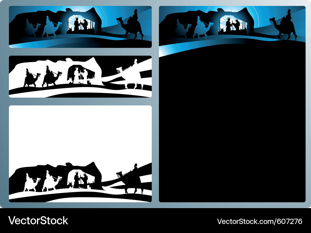 Nativity Scene with Three Wise Men Vector Image