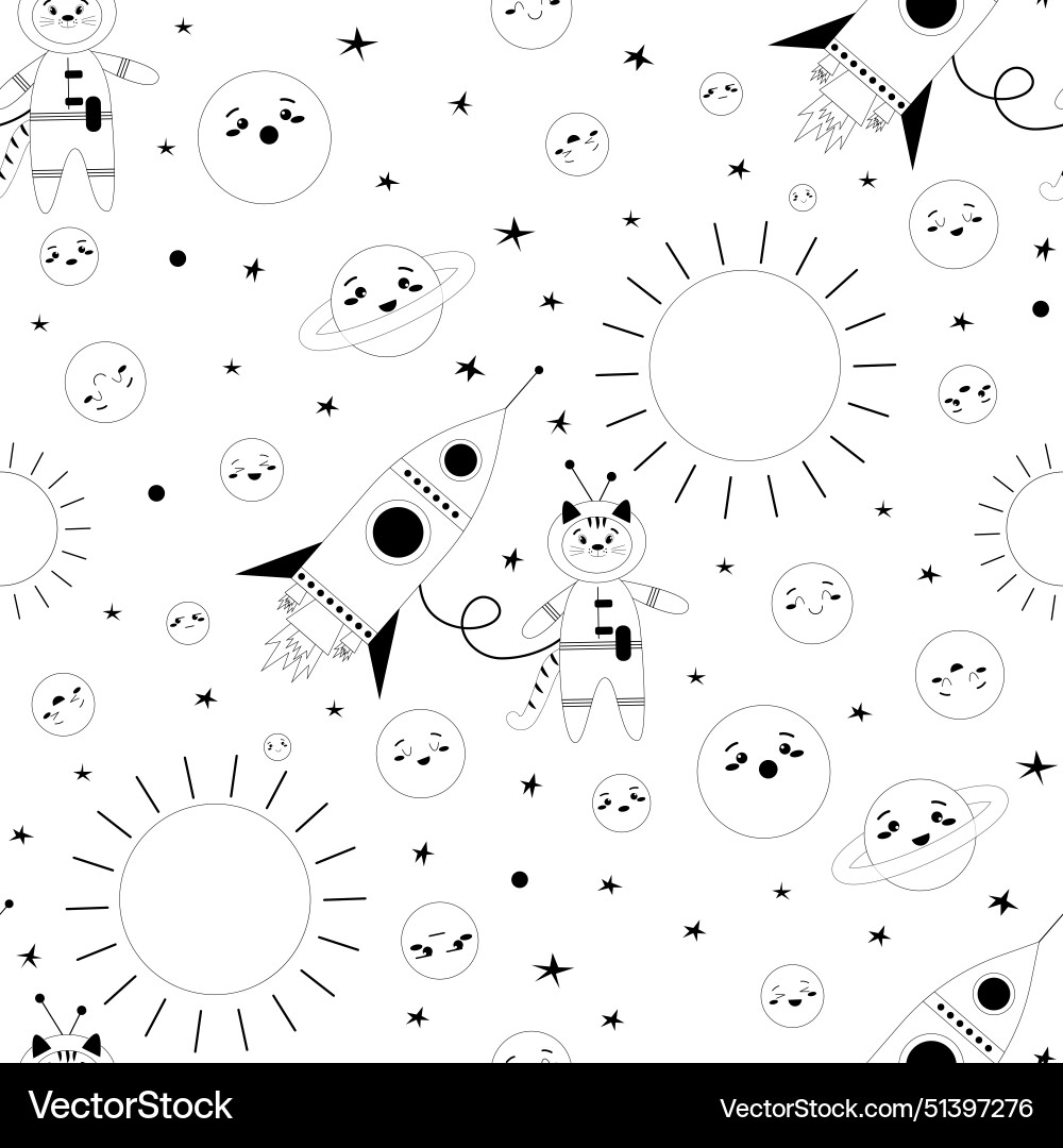 Pattern planet spaceship astronaut Pattern planet spaceship astronaut vector image
