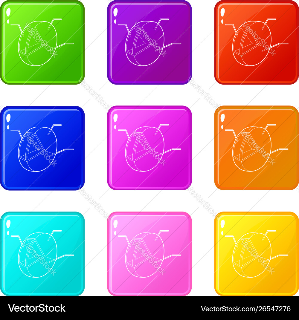Pie chart icons set 9 color collection Pie chart icons set 9 color collection vector image