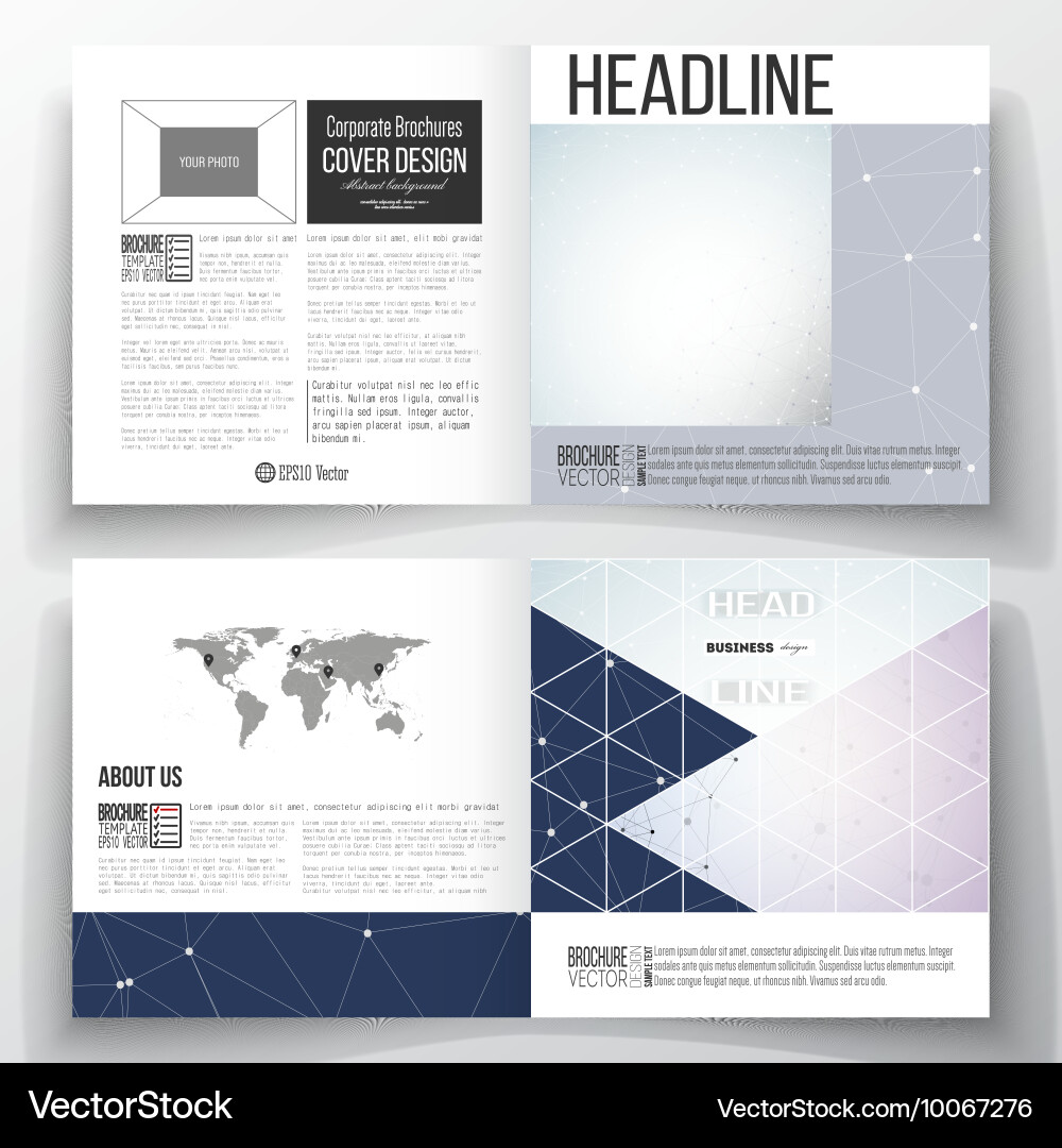 Set of square design brochure template polygonal Vector Image